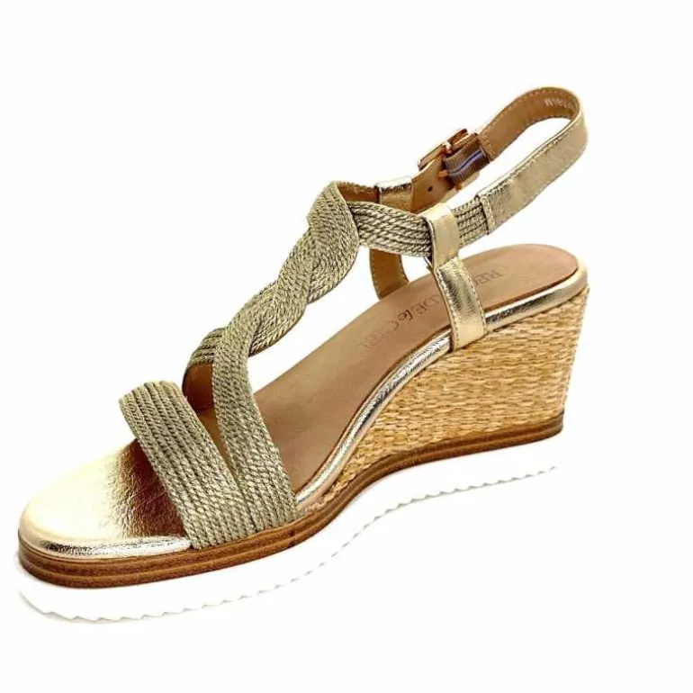 Regarde Le Ciel Sandales Compensées Madison 02 Cuir Textile Or Online