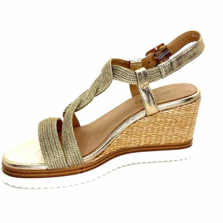 Regarde Le Ciel Sandales Compensées Madison 02 Cuir Textile Or Online