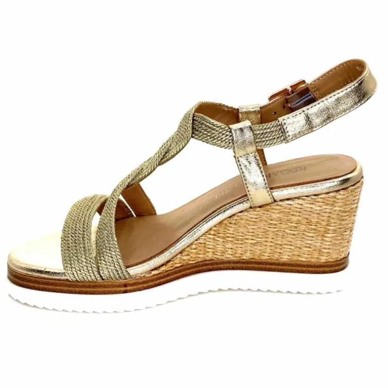 Regarde Le Ciel Sandales Compensées Madison 02 Cuir Textile Or Online