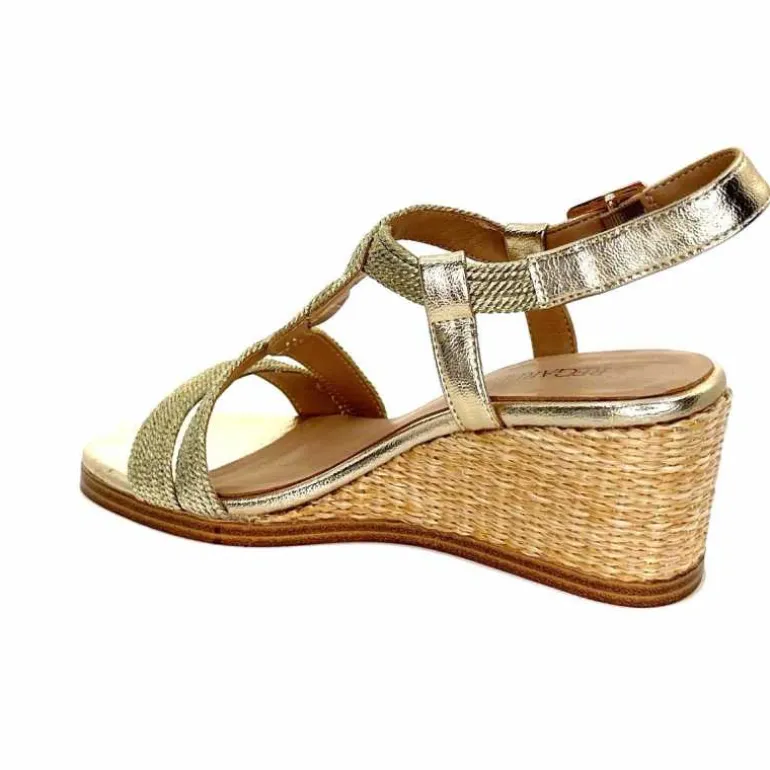 Regarde Le Ciel Sandales Compensées Madison 02 Cuir Textile Or Online