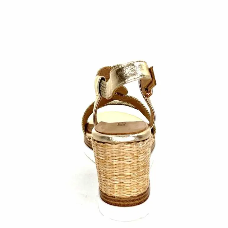 Regarde Le Ciel Sandales Compensées Madison 02 Cuir Textile Or Online