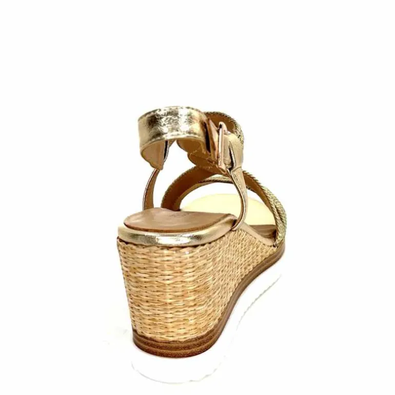 Regarde Le Ciel Sandales Compensées Madison 02 Cuir Textile Or Online