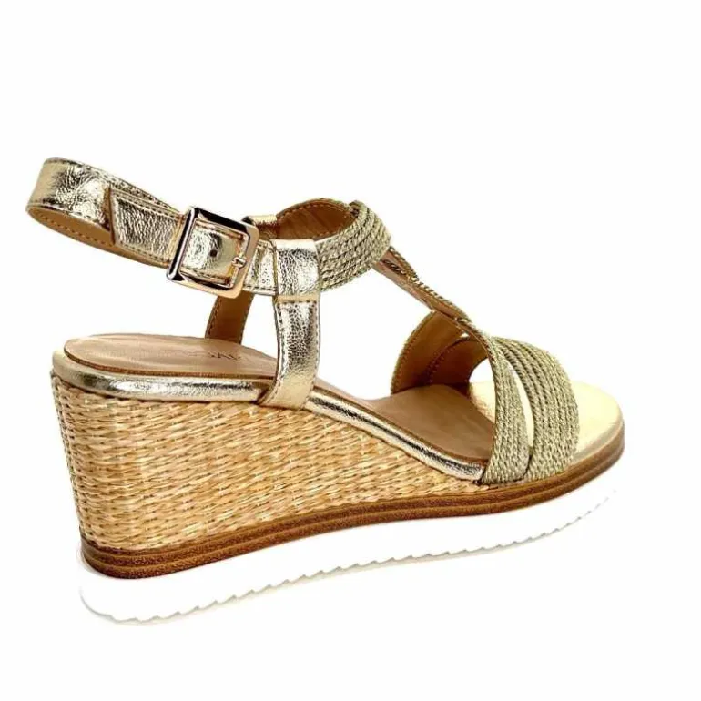 Regarde Le Ciel Sandales Compensées Madison 02 Cuir Textile Or Online