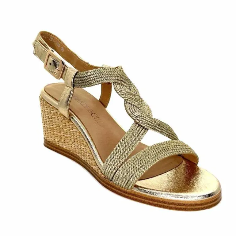 Regarde Le Ciel Sandales Compensées Madison 02 Cuir Textile Or Online