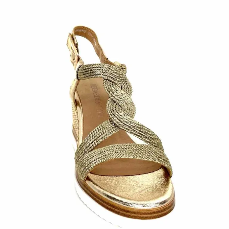 Regarde Le Ciel Sandales Compensées Madison 02 Cuir Textile Or Online