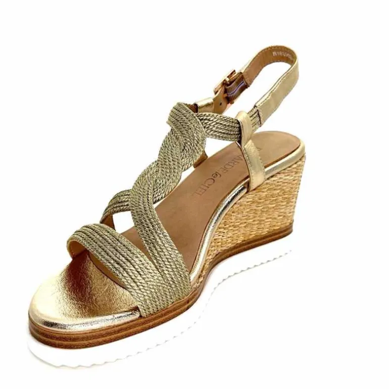 Regarde Le Ciel Sandales Compensées Madison 02 Cuir Textile Or Online