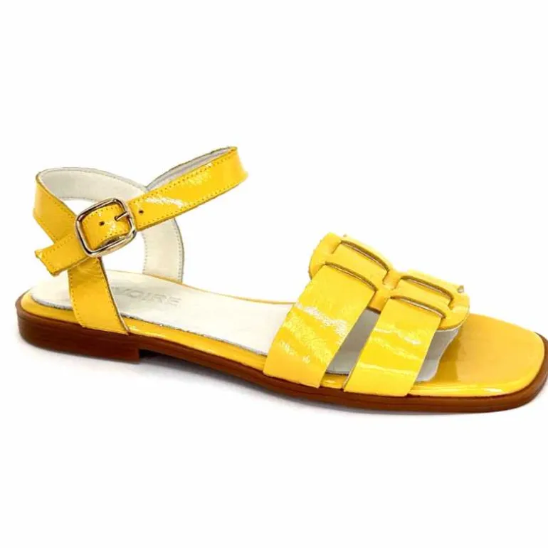 382-ivoire Sandales Ivoire 142 Cuir Vernis Jaune Best Sale