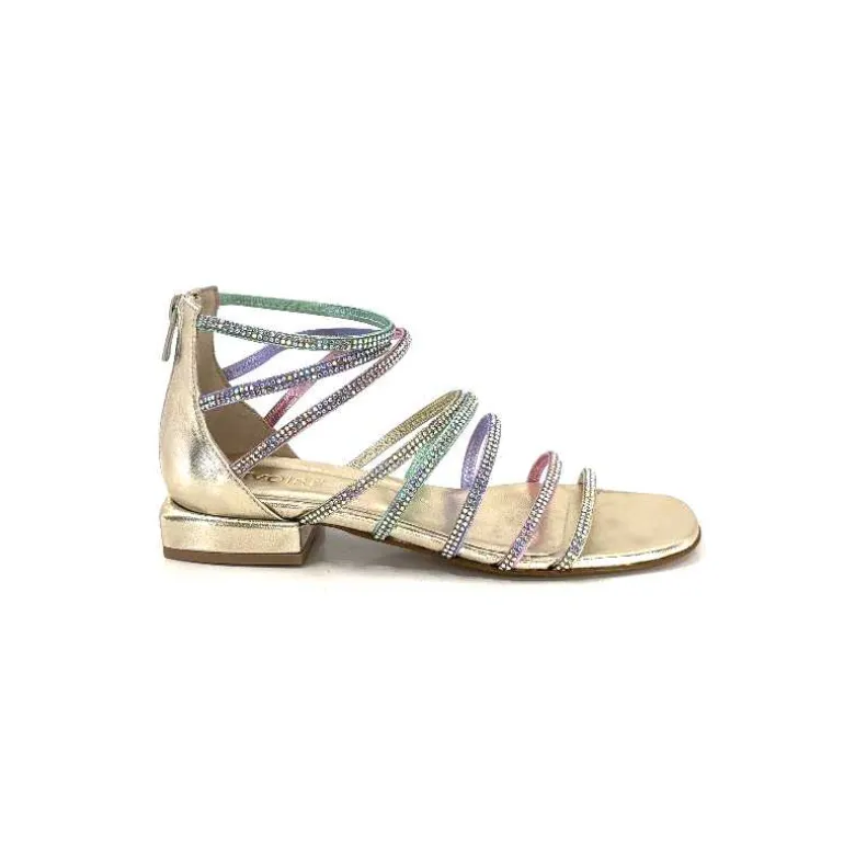 s.piero Sandales Ivoire E35.008 Cuir Strass Multi Or Online