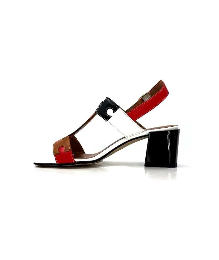 Ivoire0334 Sandales Ivoire F2105 Sardegna Cuir Blanc, Marron, &amp; Noir Rouge Hot