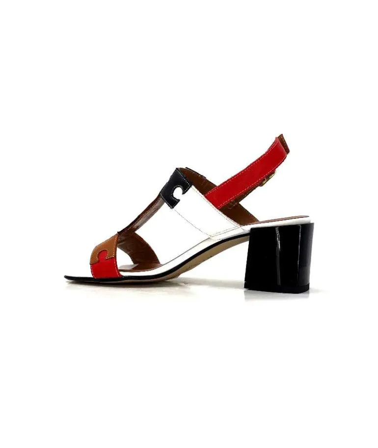Ivoire0334 Sandales Ivoire F2105 Sardegna Cuir Blanc, Marron, &amp; Noir Rouge Hot