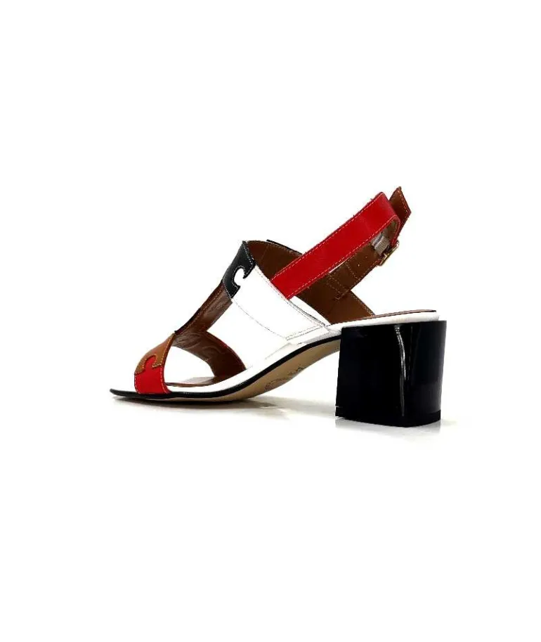 Ivoire0334 Sandales Ivoire F2105 Sardegna Cuir Blanc, Marron, &amp; Noir Rouge Hot