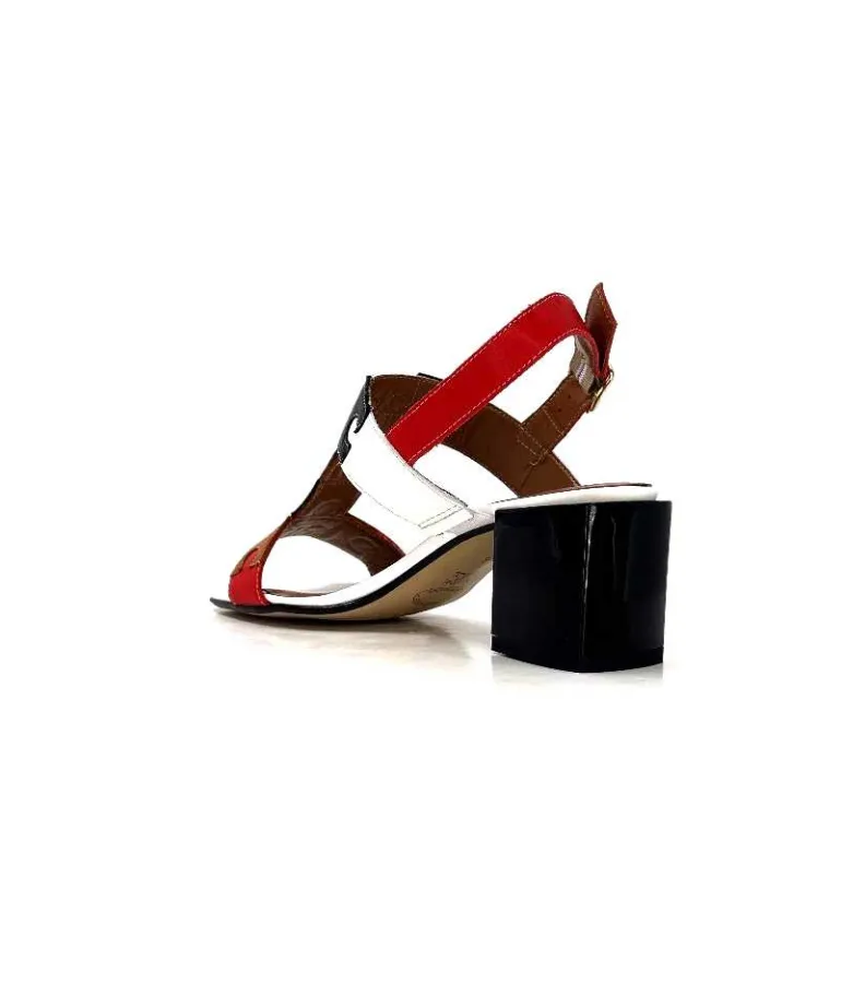 Ivoire0334 Sandales Ivoire F2105 Sardegna Cuir Blanc, Marron, &amp; Noir Rouge Hot
