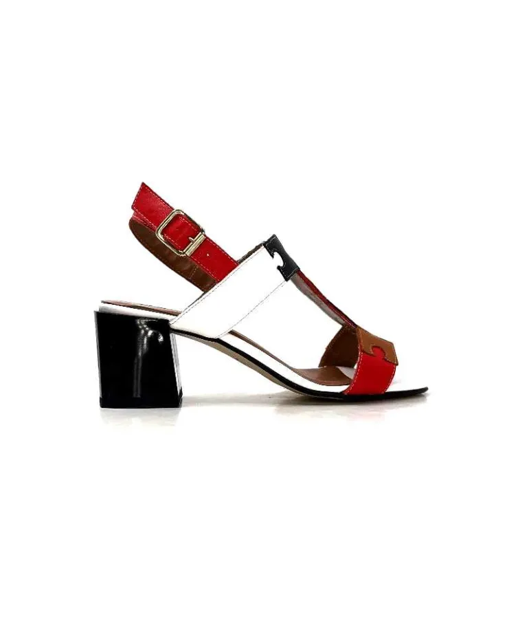 Ivoire0334 Sandales Ivoire F2105 Sardegna Cuir Blanc, Marron, &amp; Noir Rouge Hot