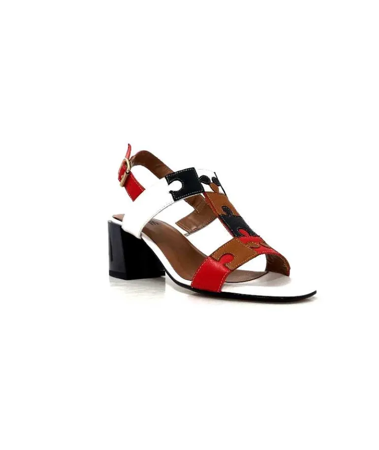 Ivoire0334 Sandales Ivoire F2105 Sardegna Cuir Blanc, Marron, &amp; Noir Rouge Hot
