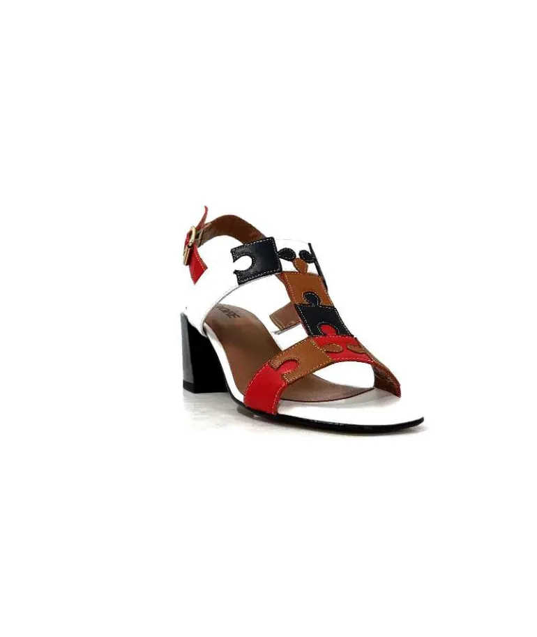Ivoire0334 Sandales Ivoire F2105 Sardegna Cuir Blanc, Marron, &amp; Noir Rouge Hot
