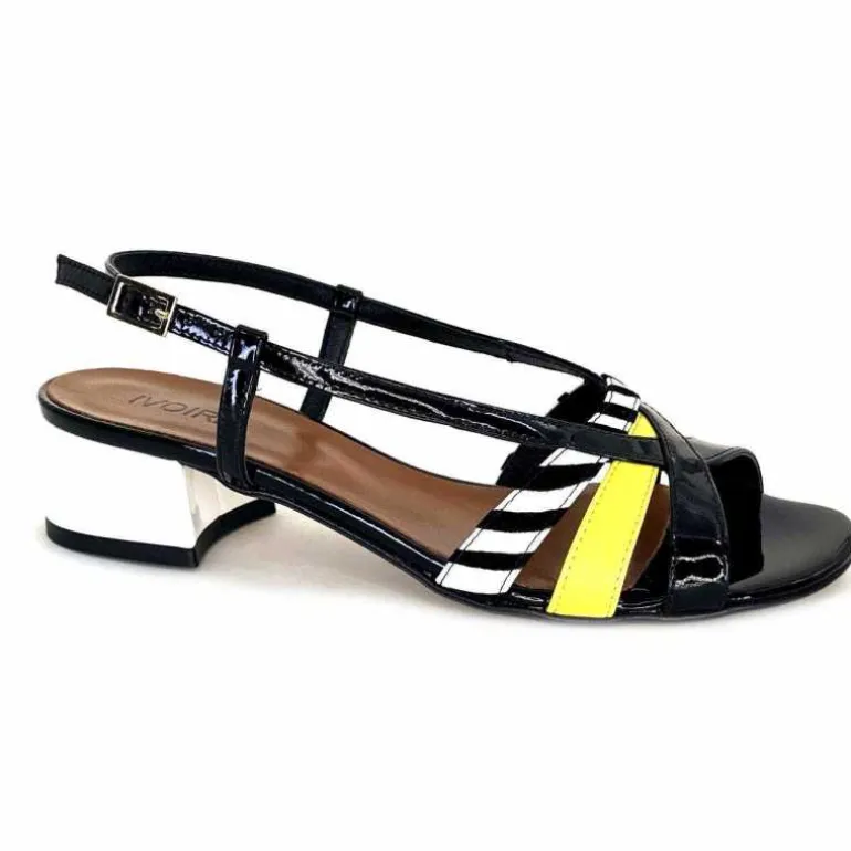 Ivoire0352 Sandales Ivoire K234 Jenny Cuir Vernis Blanc Jaune Noir New