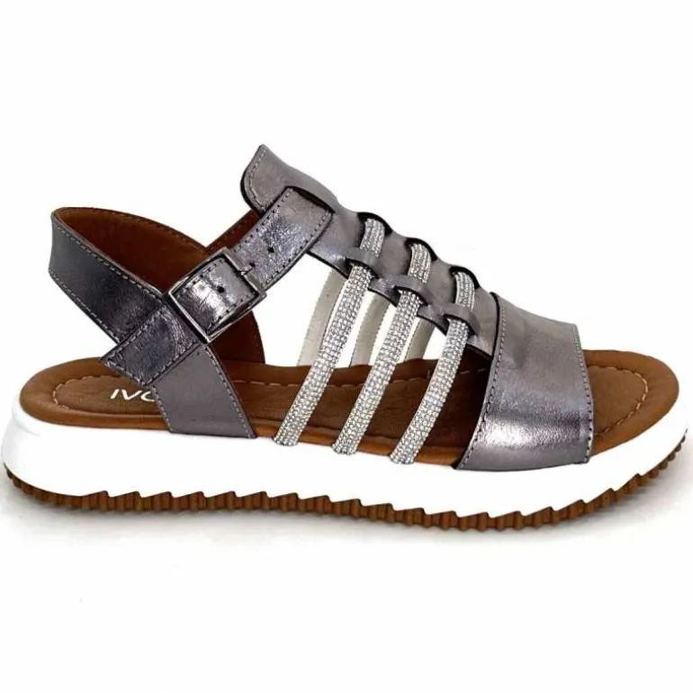 428-ivoire Sandales Ivoire P673 64 Cuir Gris Métallique GrisMétal Shop