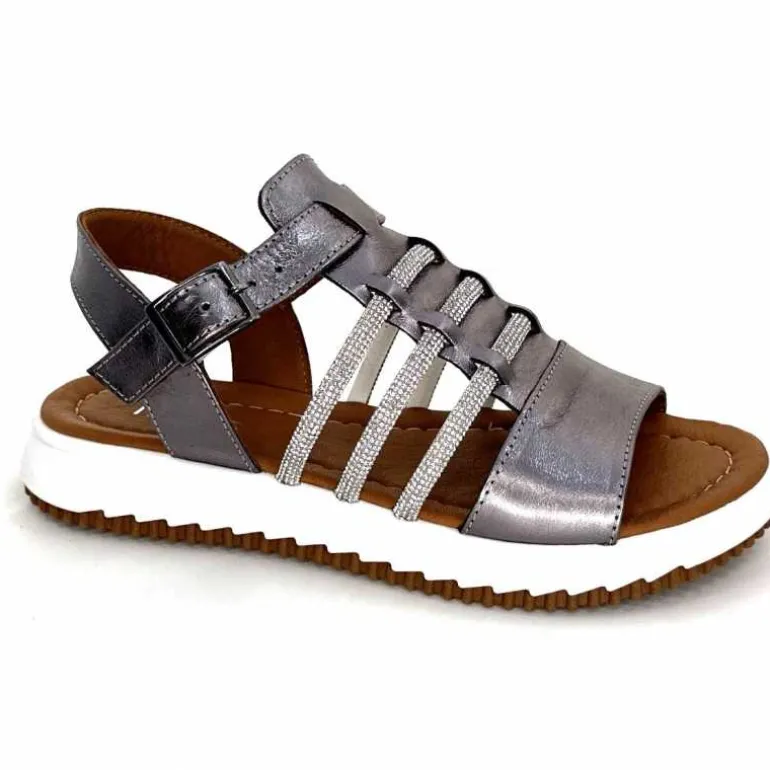 428-ivoire Sandales Ivoire P673 64 Cuir Gris Métallique GrisMétal Shop