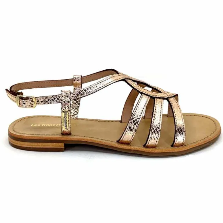 Les Tropéziennes par M.Belarbi Sandales Les Tropeziennes Hemily Cuir Or Argent Sale