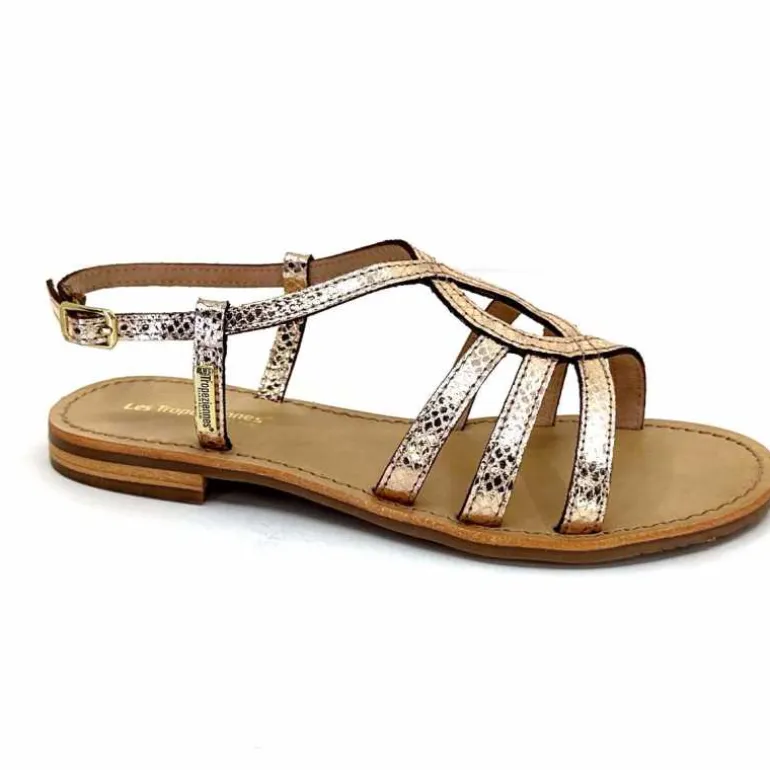 Les Tropéziennes par M.Belarbi Sandales Les Tropeziennes Hemily Cuir Or Argent Sale