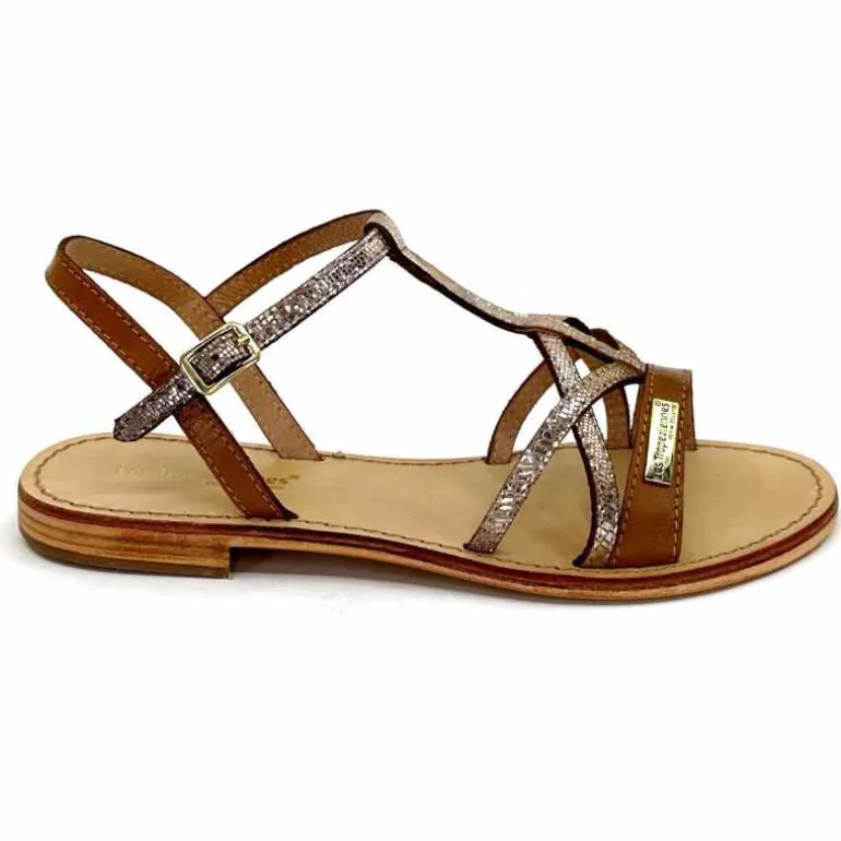 Les Tropéziennes par M.Belarbi Sandales Les Tropeziennes Hironela Cuir Miel Or Marron Fashion