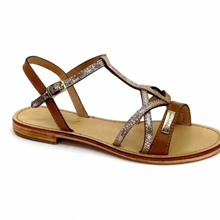 Les Tropéziennes par M.Belarbi Sandales Les Tropeziennes Hironela Cuir Miel Or Marron Fashion