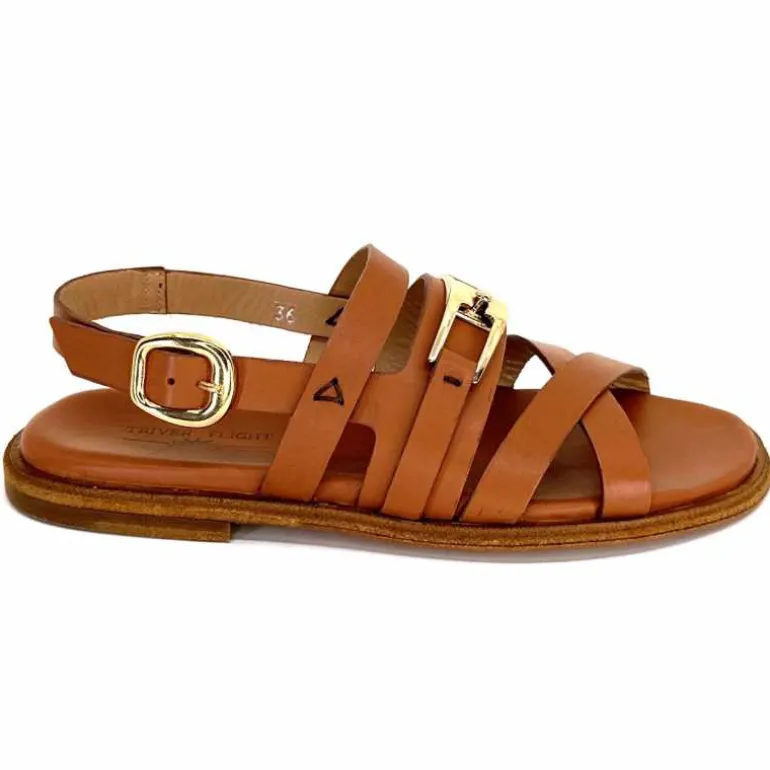 Triver Flight Sandales Plate 725.09 Cuir Marron Clearance