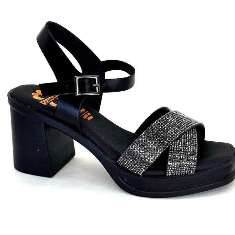 Porronet Sandales Plateforme à Talon Fi 2973 Cuir Strass Noir Outlet