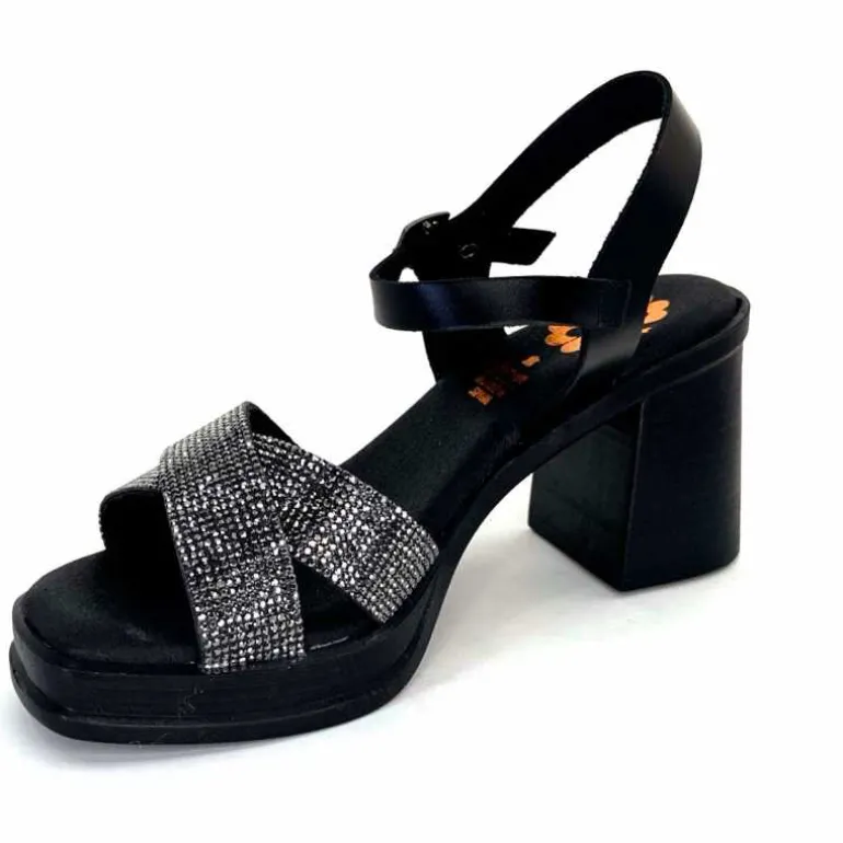 Porronet Sandales Plateforme à Talon Fi 2973 Cuir Strass Noir Outlet