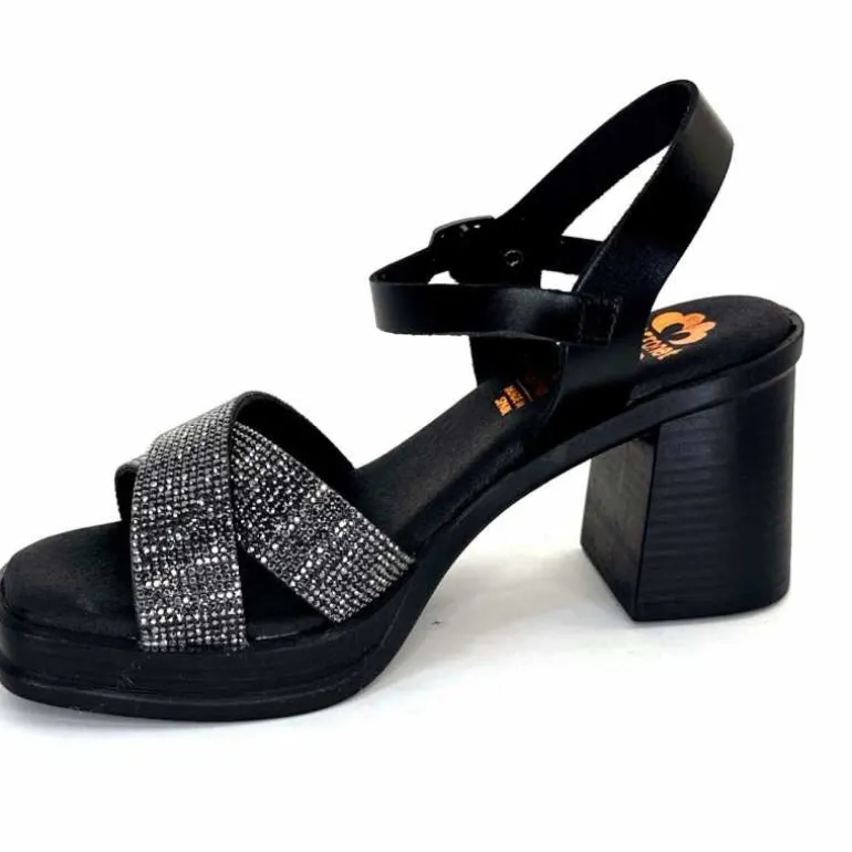 Porronet Sandales Plateforme à Talon Fi 2973 Cuir Strass Noir Outlet