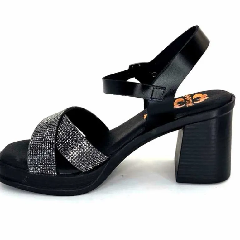 Porronet Sandales Plateforme à Talon Fi 2973 Cuir Strass Noir Outlet