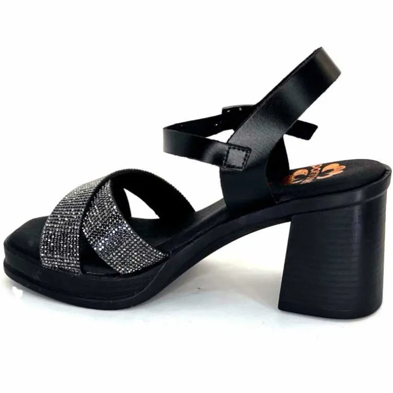Porronet Sandales Plateforme à Talon Fi 2973 Cuir Strass Noir Outlet