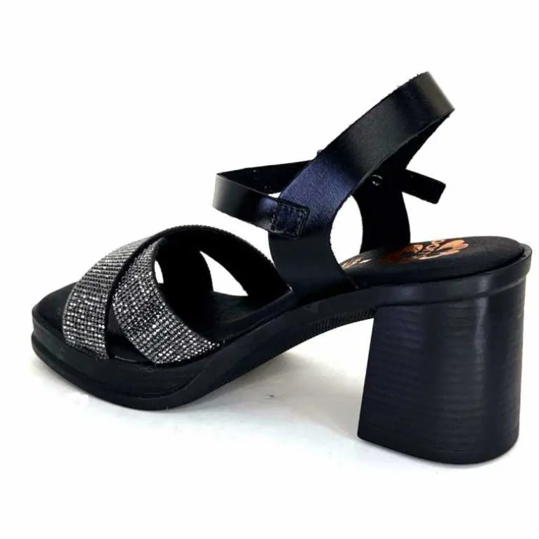 Porronet Sandales Plateforme à Talon Fi 2973 Cuir Strass Noir Outlet