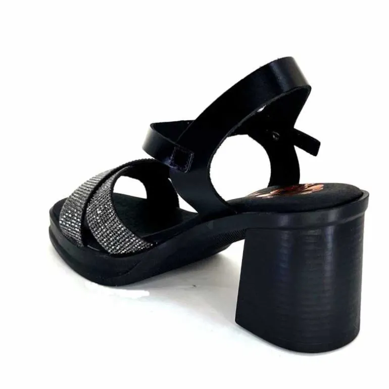 Porronet Sandales Plateforme à Talon Fi 2973 Cuir Strass Noir Outlet