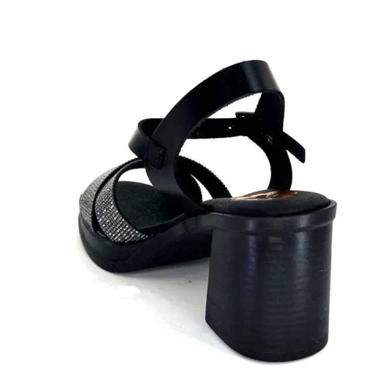 Porronet Sandales Plateforme à Talon Fi 2973 Cuir Strass Noir Outlet