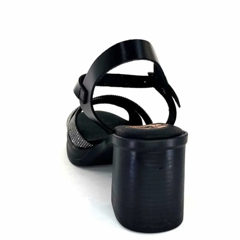 Porronet Sandales Plateforme à Talon Fi 2973 Cuir Strass Noir Outlet