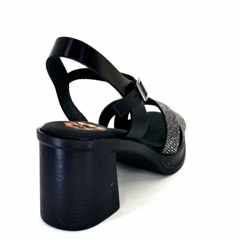 Porronet Sandales Plateforme à Talon Fi 2973 Cuir Strass Noir Outlet