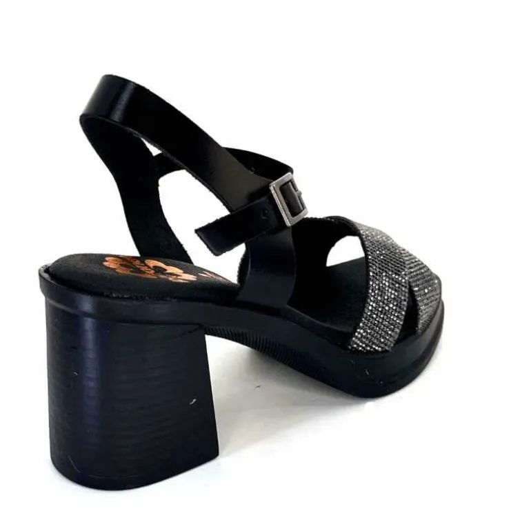 Porronet Sandales Plateforme à Talon Fi 2973 Cuir Strass Noir Outlet