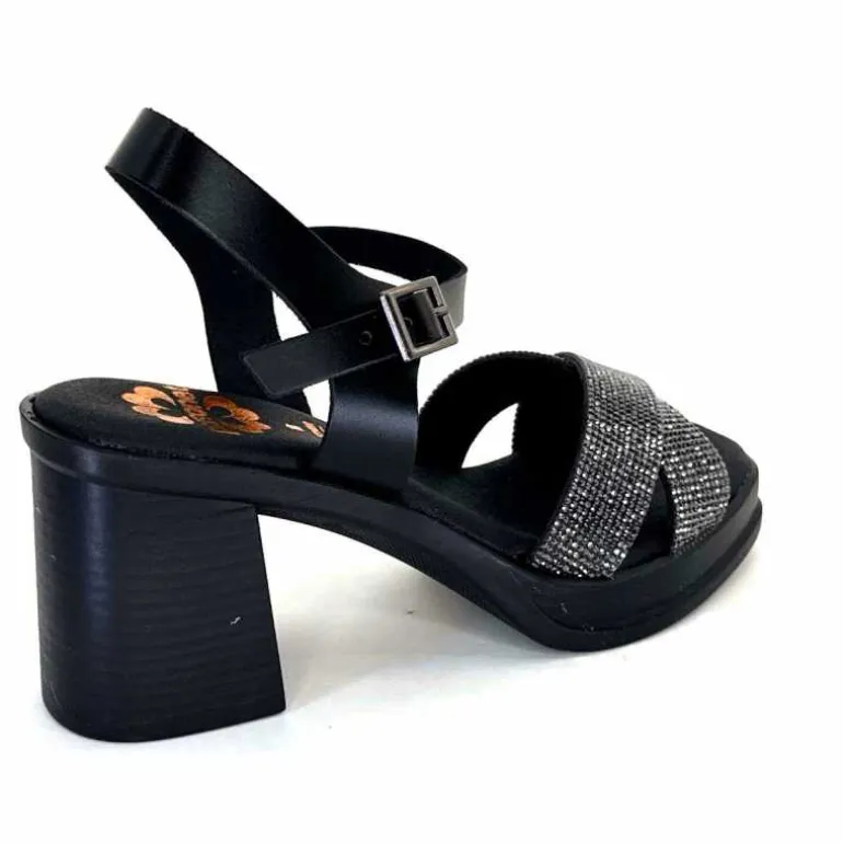 Porronet Sandales Plateforme à Talon Fi 2973 Cuir Strass Noir Outlet