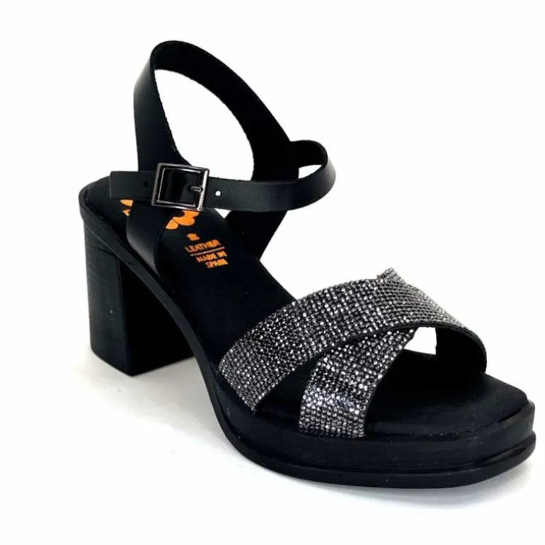 Porronet Sandales Plateforme à Talon Fi 2973 Cuir Strass Noir Outlet