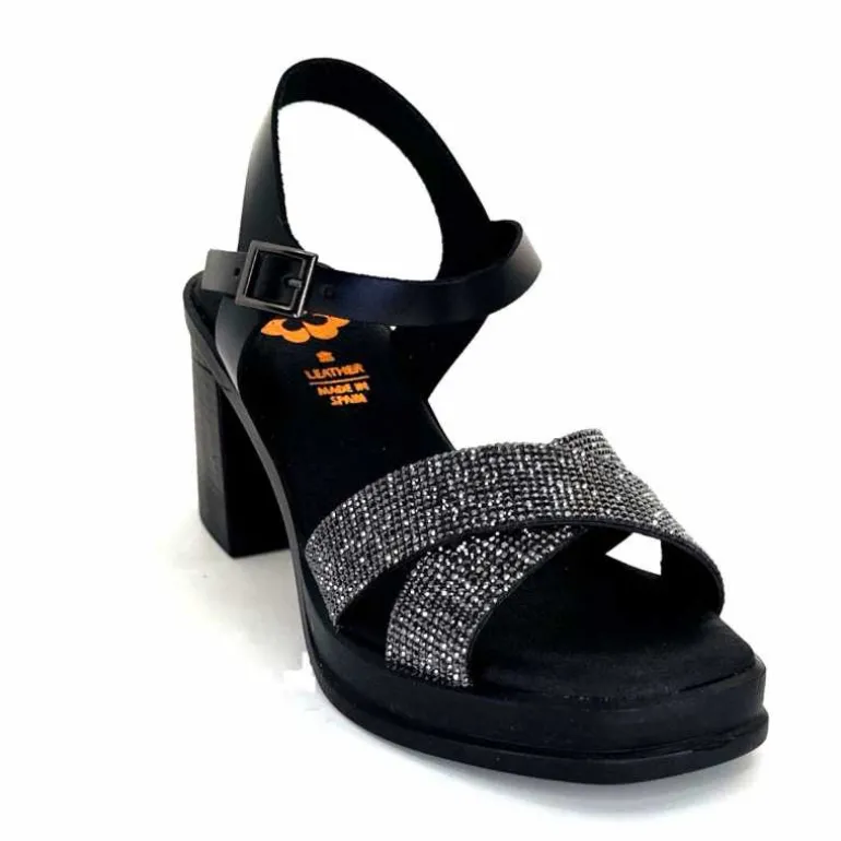 Porronet Sandales Plateforme à Talon Fi 2973 Cuir Strass Noir Outlet