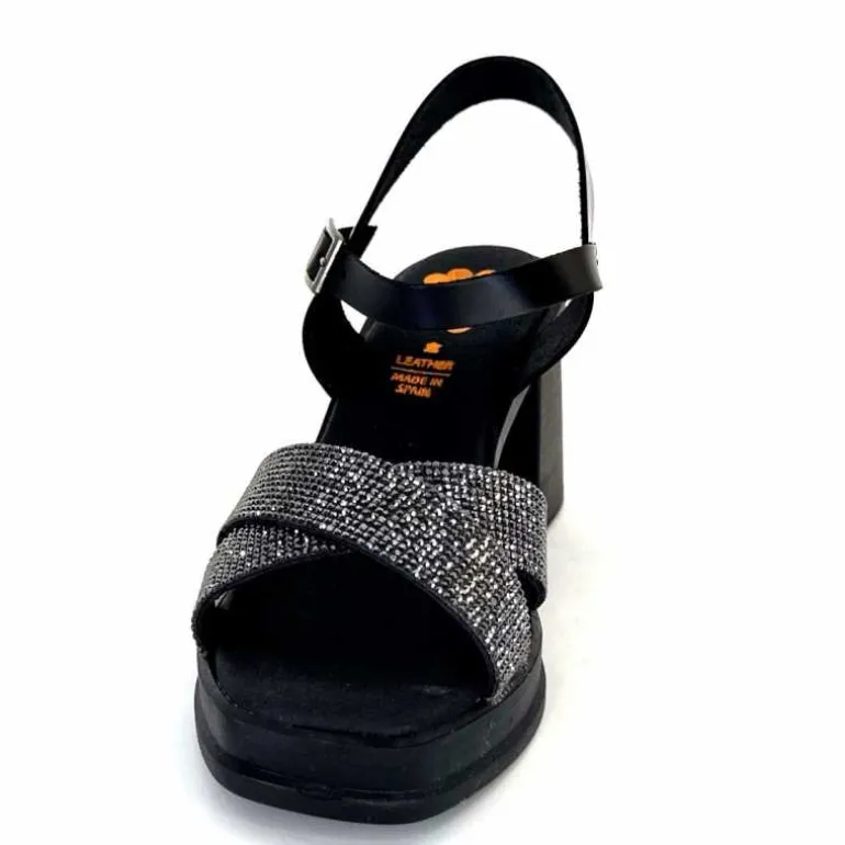Porronet Sandales Plateforme à Talon Fi 2973 Cuir Strass Noir Outlet