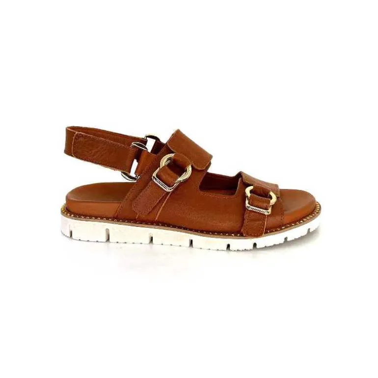 Elue Par Nous Sandales Plateforme Radiation Cuir Marron Best Sale