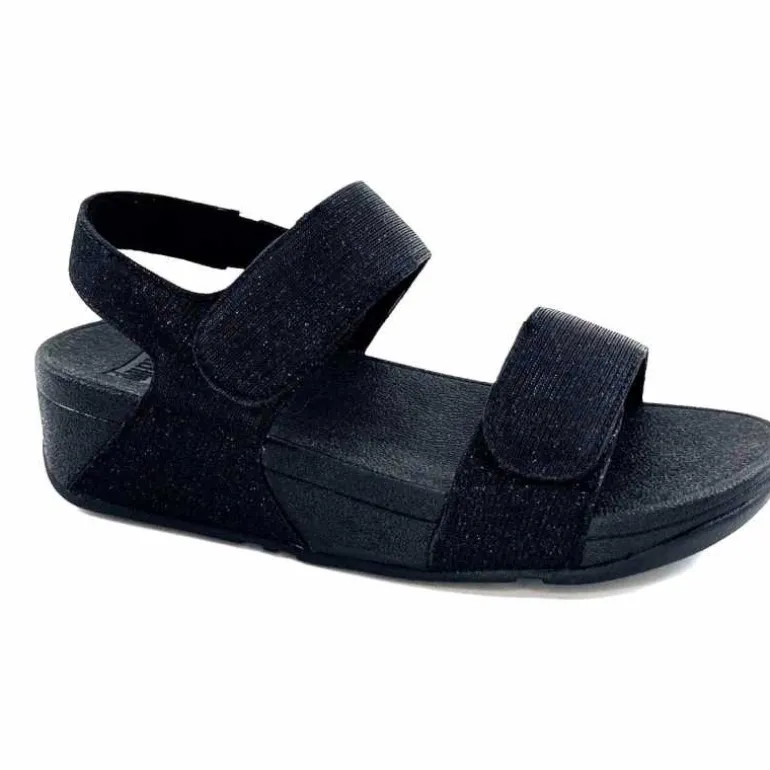 Fitflop Sandales Plateforme GA2/90 Textile Glitter Noir Hot
