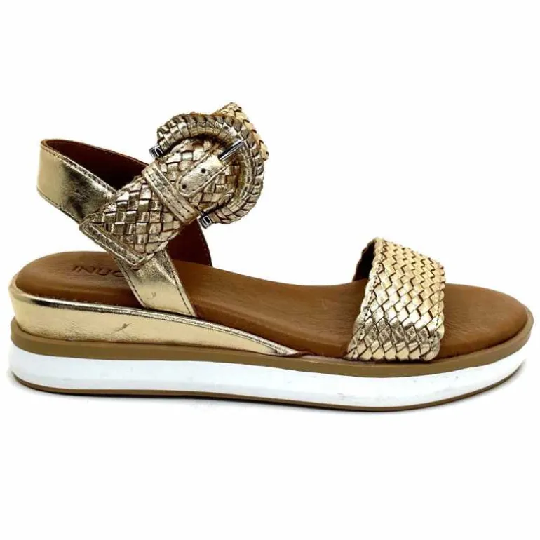 Inuovo Sandales Platefme 113031 Cuir Tressé Or Fashion
