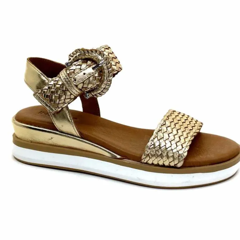 Inuovo Sandales Platefme 113031 Cuir Tressé Or Fashion