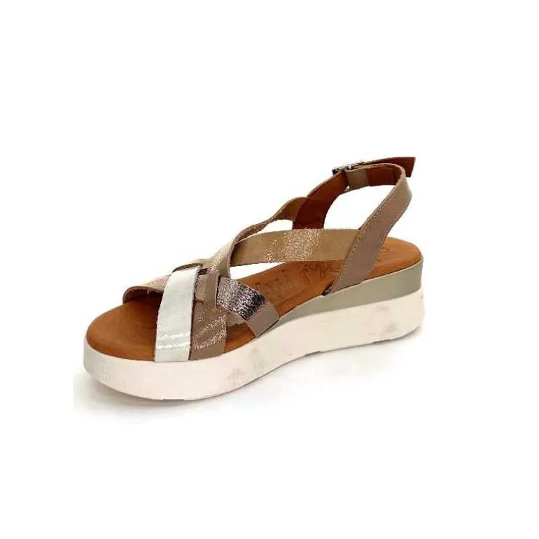 oh my sandals - innova footwear Sandales Plateforme Ivoire 5418 Cuir Vernis Blanc Or Beige Discount