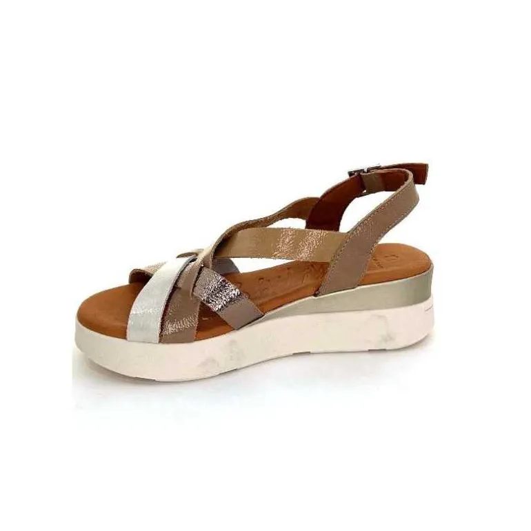 oh my sandals - innova footwear Sandales Plateforme Ivoire 5418 Cuir Vernis Blanc Or Beige Discount