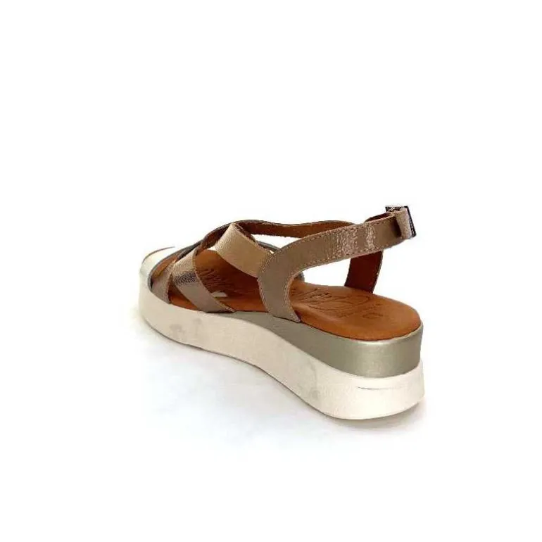 oh my sandals - innova footwear Sandales Plateforme Ivoire 5418 Cuir Vernis Blanc Or Beige Discount