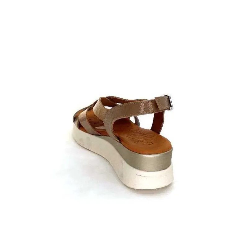 oh my sandals - innova footwear Sandales Plateforme Ivoire 5418 Cuir Vernis Blanc Or Beige Discount